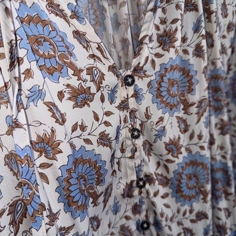 ANTHROPOLOGIE Button-Front Peasant Blouse Print sz 2x - Picture 8 of 11